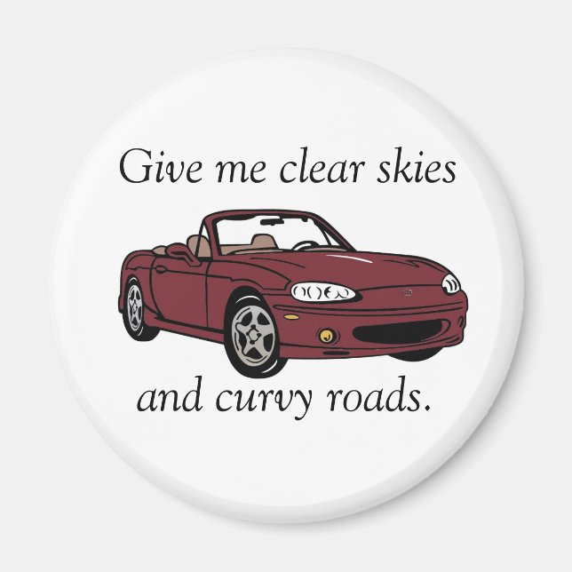 Clear Skies & Curvy Roads- Copper Red Magnet (Front)