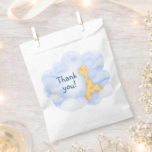 Clear sky blue for a newborn 1ST BIRTHDAY party Favour Bag (Clipped)