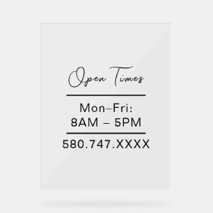 Clear Small Business Hours door sign