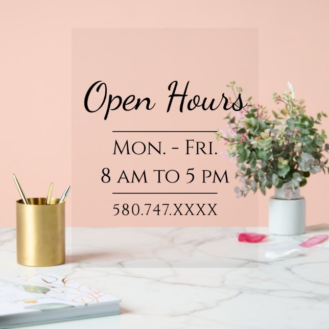 Clear Small Business Hours Sign (Wedding)