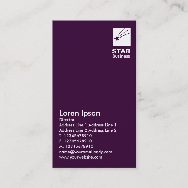 Clear Star - Dark Purple Business Card (Front)