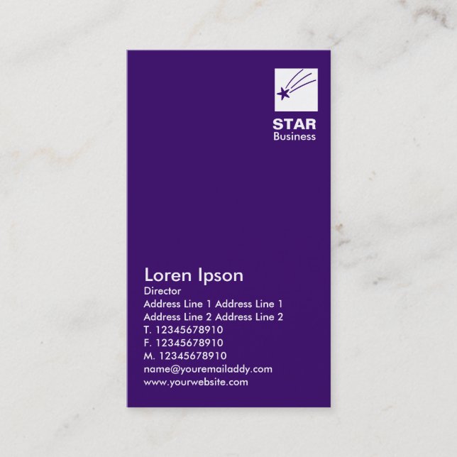 Clear Star - Dark Violet Business Card (Front)