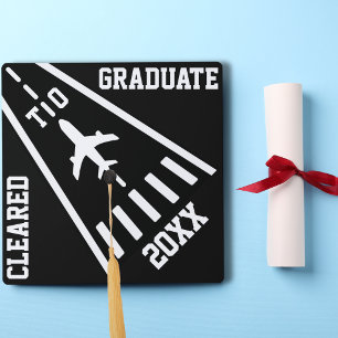 Cleared to Graduate Year Airplane Runway Aviation Graduation Cap Topper