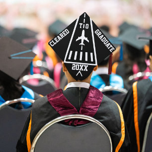 Cleared to Graduate Year Runway Travel Airplane Graduation Cap Topper