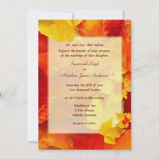 Clearly Fall Border 5x7 Wedding Invitations