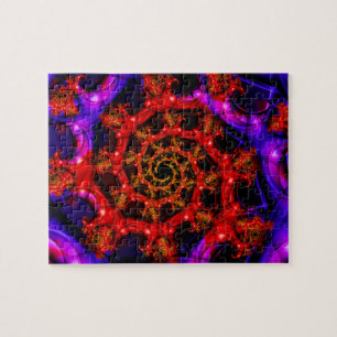 Clearly Red and Blue Fractal Art Jigsaw Puzzle