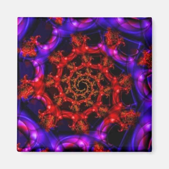 Clearly | Red and Blue Fractal Art Magnet (Front)