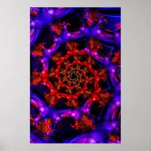 Clearly   Red and Blue Fractal Art Poster