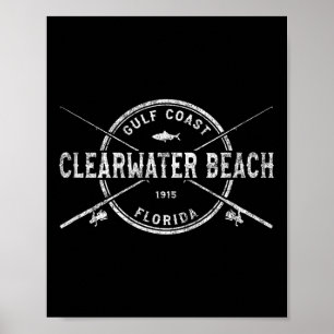 Clearwater Beach Fl Vintage Crossed Fishing Rods  Poster