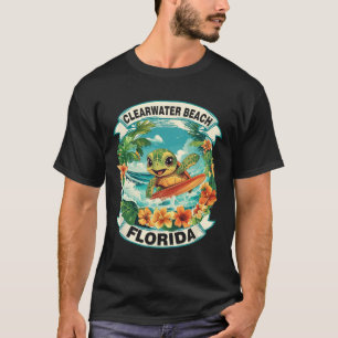 Clearwater Beach Florida Cute Sea Turtle Surfing S T-Shirt