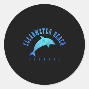 Clearwater Beach Florida Fl Dolphin Vacation Souve Classic Round Sticker