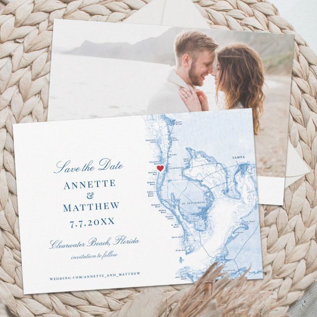 Clearwater Beach Florida Map Elegant Wedding Save The Date (These Clearwater Beach Florida save the dates feature an elegant map of Tampa bay and your photo)