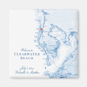 Clearwater Beach Florida Map Wedding Favour Magnet