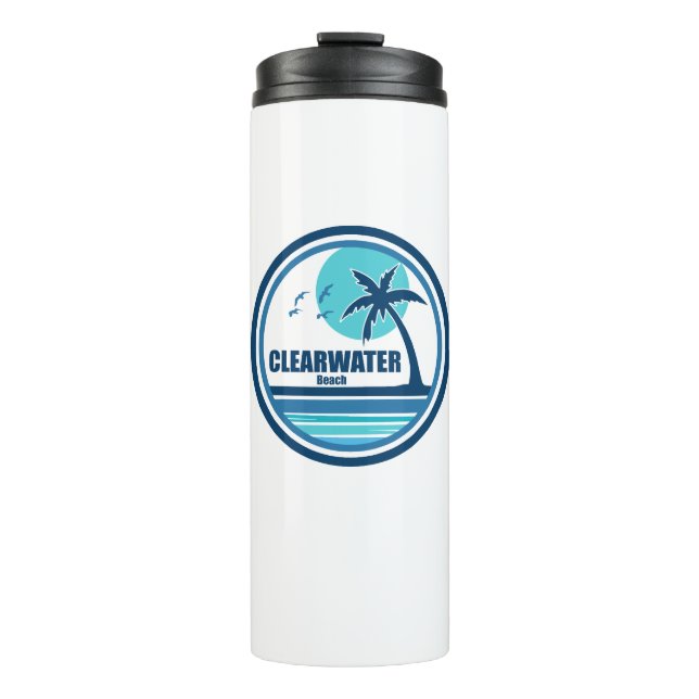 Clearwater Beach Florida Palm Tree Birds Thermal Tumbler (Front)