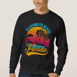 Clearwater Beach Florida Palm Tree Island Retro Su Sweatshirt