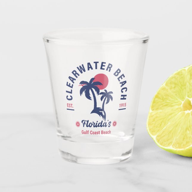 Clearwater Beach Florida Palm Tree Souvenirs 60s Shot Glass (Front)