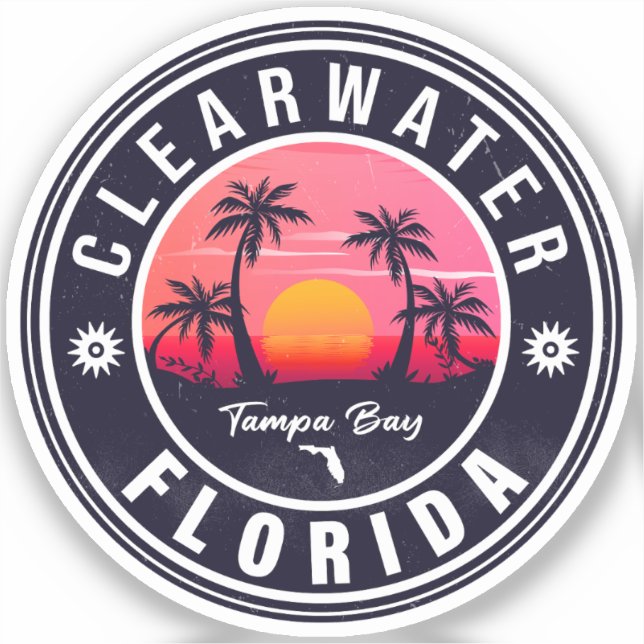 Clearwater Beach Florida Retro Sunset Souvenirs (Front)