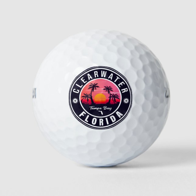 Clearwater Beach Florida Retro Sunset Souvenirs Golf Balls (Front)