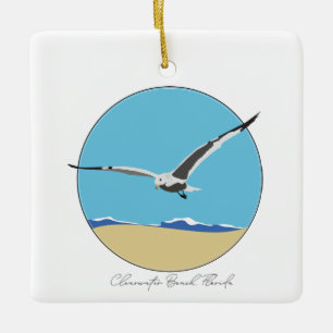 Clearwater Beach, Florida Sea Gull over Beach  Ceramic Ornament