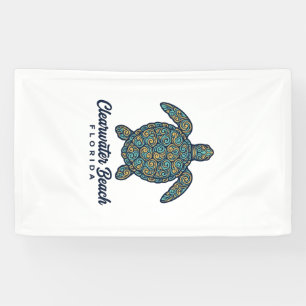 Clearwater Beach Florida Sea Turtle Vector Design_ Banner