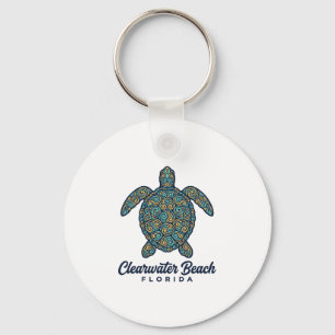 Clearwater Beach Florida Sea Turtle Vector Design_ Keychain