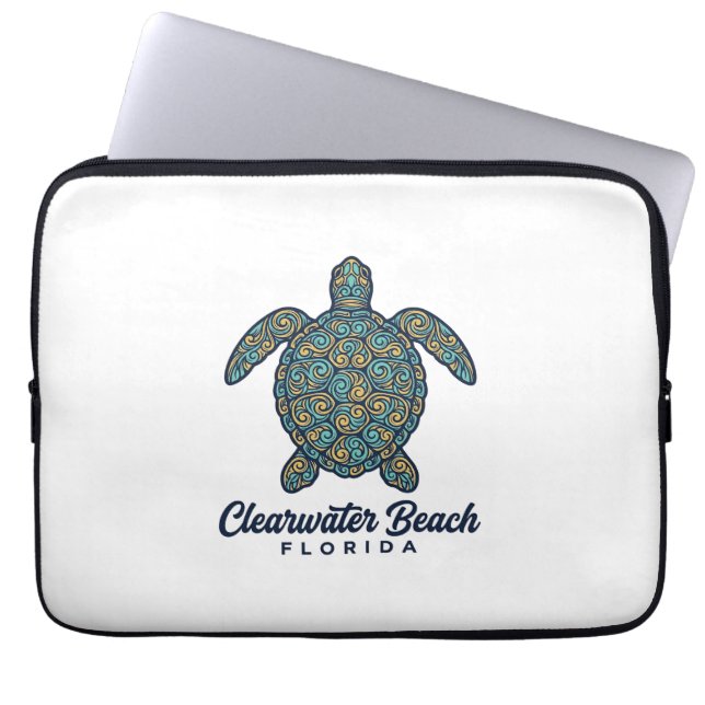 Clearwater Beach Florida Sea Turtle Vector Design_ Laptop Sleeve (Front)