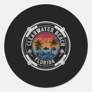 Clearwater Beach Florida Summer Vacation Vintage S Classic Round Sticker