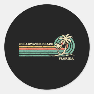 Clearwater Beach Florida Summer Vintage Family Vac Classic Round Sticker