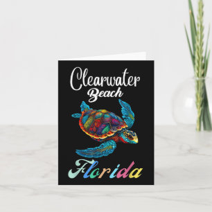 Clearwater Beach Florida Tie Dye Sea Turtle Family Card
