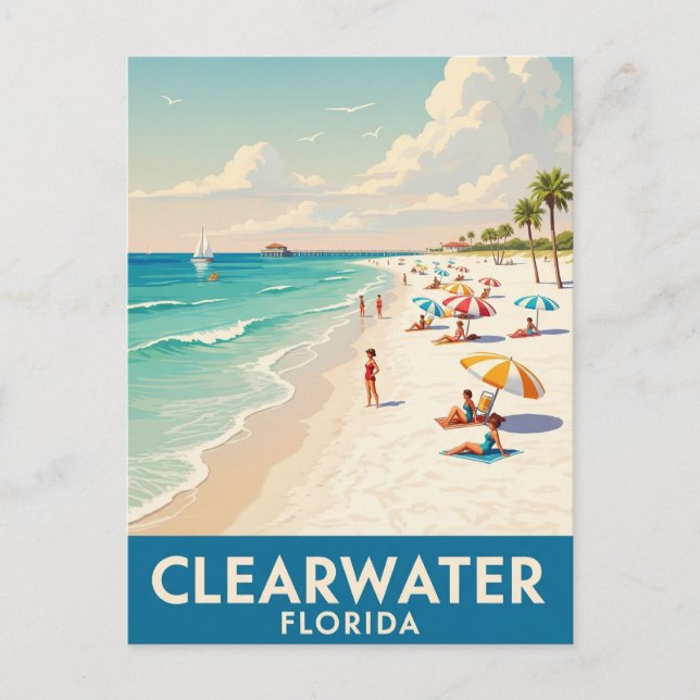 Clearwater Beach Florida Travel Postcard (Front)