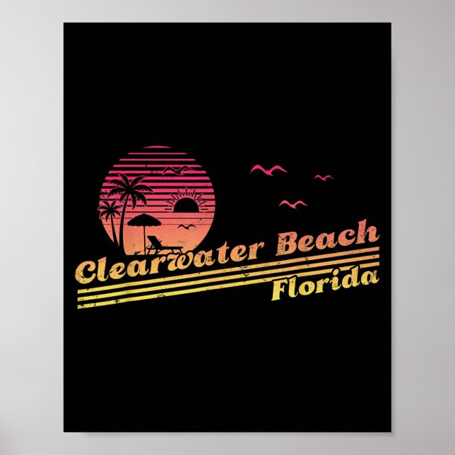 Clearwater Beach Florida Tropical Sunset Summer Poster (Front)