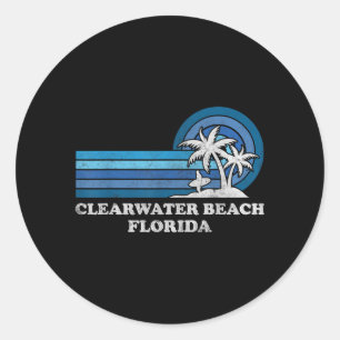 Clearwater Beach Florida Vintage Family Summer Classic Round Sticker