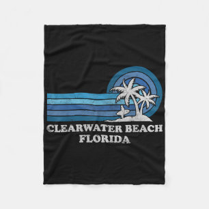 Clearwater Beach Florida Vintage Family Summer Vac Fleece Blanket
