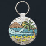 Clearwater Beach Florida Vintage Keychain<br><div class="desc">Clearwater Beach hand drawn illustration with mountains and ocean waves in the background. Perfect for anyone who loves to visit Clearwater Beach.</div>