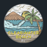 Clearwater Beach Florida Vintage Magnet<br><div class="desc">Clearwater Beach hand drawn illustration with mountains and ocean waves in the background. Perfect for anyone who loves to visit Clearwater Beach.</div>