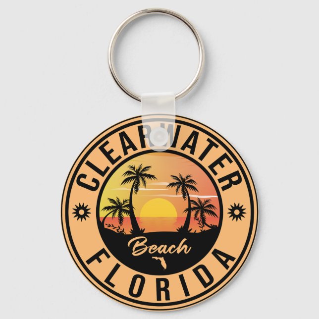 Clearwater Beach Florida Vintage Souvenirs Keychain (Front)
