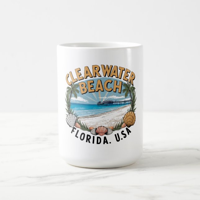 Clearwater Beach Retro Vignette Coffee Mug (Center)