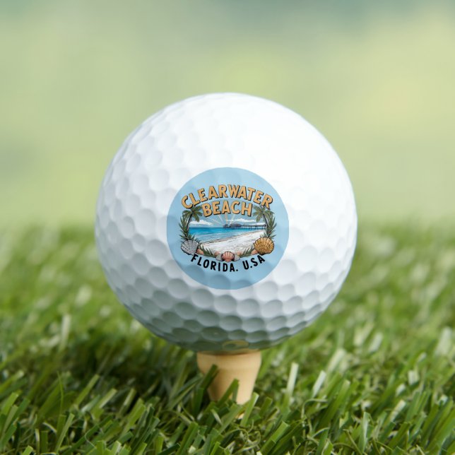 Clearwater Beach Retro Vignette Golf Balls (Insitu Tee)