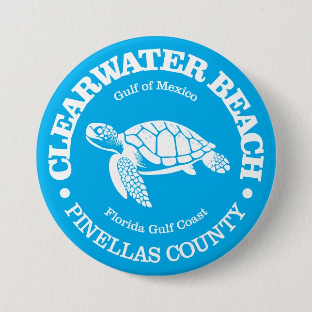 Clearwater Beach (sea turtle) 3 Inch Round Button (Front)