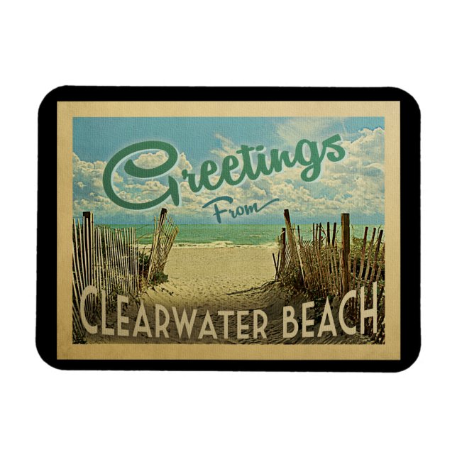Clearwater Beach Vintage Travel Magnet (Horizontal)