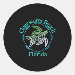 Clearwater Beach Vintage Tribal Turtle Gift Classic Round Sticker
