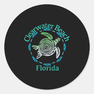 Clearwater Beach Vintage Tribal Turtle Gift Classic Round Sticker