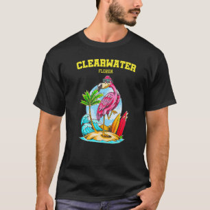 Clearwater Flamingo Ocean Wave Surfboard T-Shirt