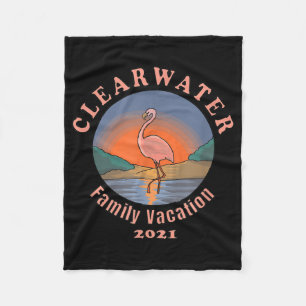 Clearwater Flamingo Vacation 2021 Funny Flamingo Fleece Blanket