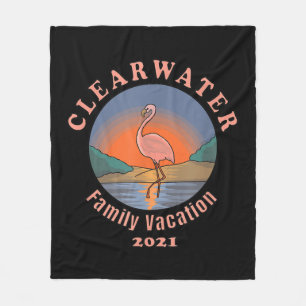 Clearwater Flamingo Vacation 2021 Funny Flamingo Fleece Blanket