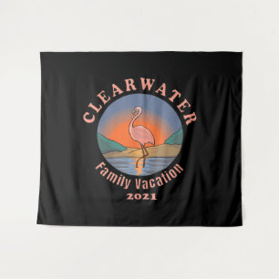 Clearwater Flamingo Vacation 2021 Funny Flamingo Tapestry