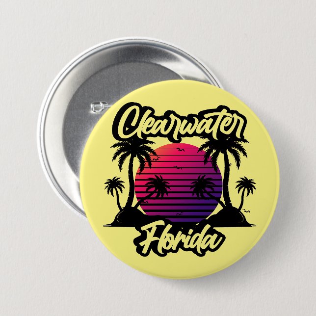 Clearwater Florida 3 Inch Round Button (Front & Back)