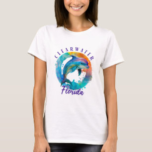Clearwater Florida Happy Watercolor Dolphin T-Shirt