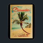 Clearwater Florida Magnet Palm Tree Beach Vintage<br><div class="desc">Clearwater Florida design in Vintage Travel style featuring a palm tree on the beach with ocean and sky.</div>
