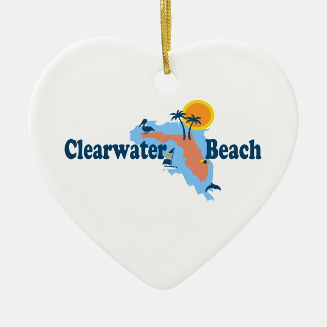 Clearwater Florida - Map Design. Ceramic Ornament (Front)